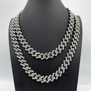 18K REAL GOLD PLATED  ICED OUT CUBAN LINK NECKLACE